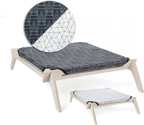 Pet Lounge, Raised Indoor Pet Bed for Cats or Small Dogs, Reversible Fabric Hammock for Comfort