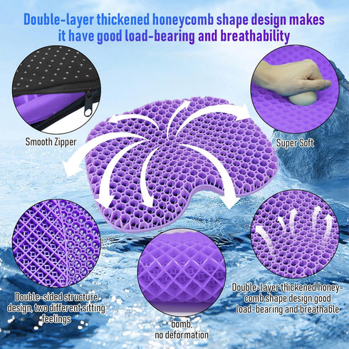 Kayak Seat Cushion, Thicken Anti Slip Waterproof Gel Pad for Canoe Rowing, Portable Dinghy for Fishing Kayak