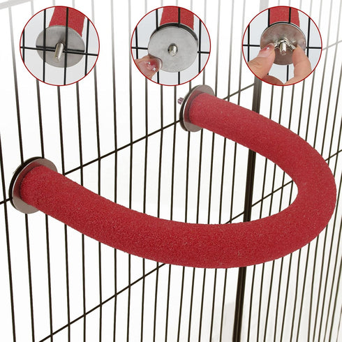 Rypet U Shape Parrot Perch Stand Toy for Paw Grinding, Quartz Bird Perch for Small Parakeets, Cockatiels, Conures,