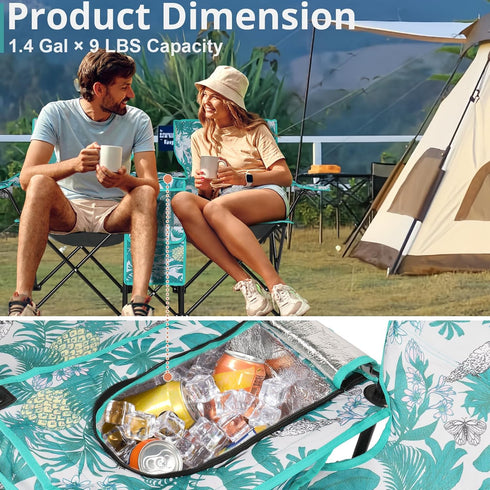 2 Double Camping Chairs with Umbrella, Portable Seat Folding Camp Chair with Cooler Bag, Beverage Holder, Carrying Bag