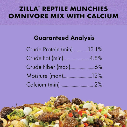 Zilla Reptile Munchies - Omnivore Mix with Calcium, 4 oz