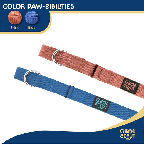 Martingale Heavy Duty Dog Collar for Large Dogs, Durable Slip-on Reflective Training Collar with D-Ring (Brick)