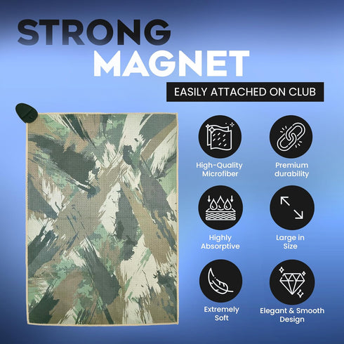 Magnetic Golf Towel with Brush & Groove Cleaner, Camo Design Microfiber Towel for Golf Accessories