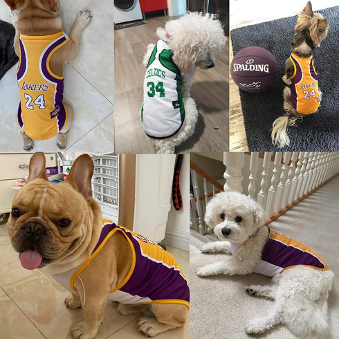 3Pack Dog Clothes for Small Dog Girl, Puppy Clothes for Chihuahua Yorkies Bulldog, Medium Dogs Boy Basketball Jersey
