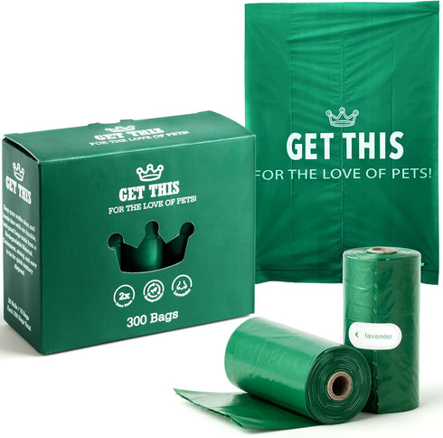 GET THIS Dog Poop Bag - 300 Dog Waste Bags, Lavender Scented, Leakproof &
