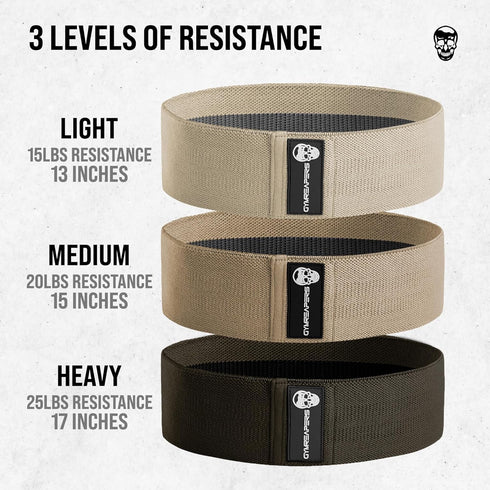 Hip Bands for Booty Workouts | Non Slip Fabric Band Set with 3 Levels for Legs & Hip - for Men & Women