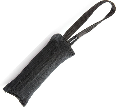 Dingo Gear Tug Toy for Dog Training, Agility Tug of War, French Linen Dog Bumper with Handle, 11" black