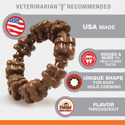 Nylabone Textured Ring Power Chew Toy for Small Dogs, Durable Chew Bones for Aggressive Chewers, Small