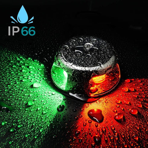 Young Marine Stainless Steel Deck Mount, Bi-Color Bow Light Red and Green LED for Boat Pontoon Yacht