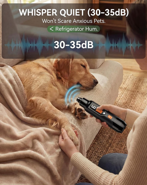 Naigrins +30% 30dB Trimmers, 7-Speed 16,000 (20k 12H+ 3 Torque X Power Professional Dog Nail Grinder - Ultra-Quiet Dog
