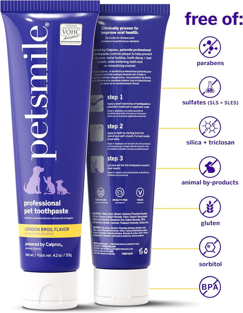 4.2 Oz) Petsmile Professional Pet Toothpaste for Cats & Dogs - VOHC Accepted Toothpaste - Clinically Proven to Control