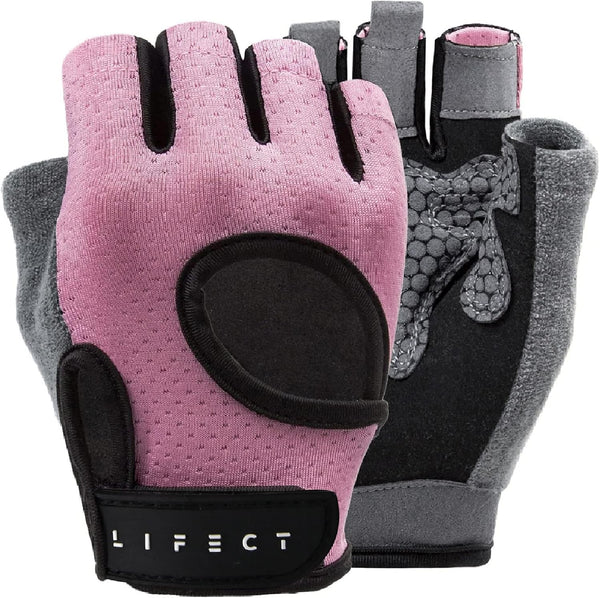 LIFECT Essential Breathable Workout Gloves, Weight Lifting Fingerless Gym Exercise Gloves with