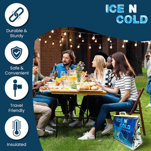 35 lbs (Pack 1) ICE N COLD Insulated Cooler Bag - Large Capacity of | Lightweight, Soft, Collapsible | Ideal