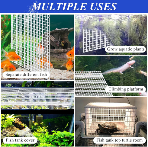 8 Pcs Aquarium Fish Tank Divider, Plastic Egg Crate Isolation Board with 10 Pcs Suction Cups, 11.8 × 11.8 in