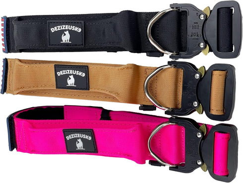 Tactical Dog Collar with Handle - Heavy Duty 1.5 Inch Wide Collar for Large Dogs with Quick Release Metal Buckle