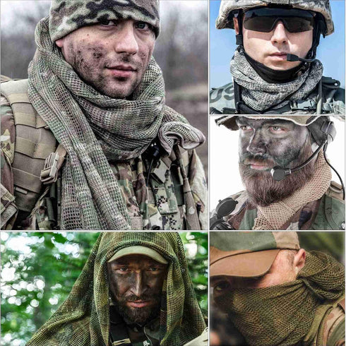 Sniper Veil Camo Mesh Net Tactical Scarf for Hunting, Shooting, and Outdoor Activities