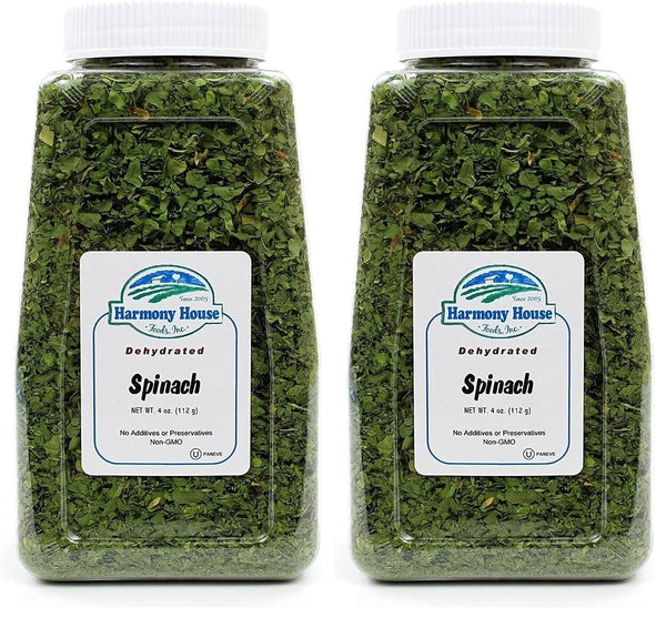 Harmony House Dried Spinach Flakes Dehydrated Vegetables For Cooking, Camping, Emergency Supply
