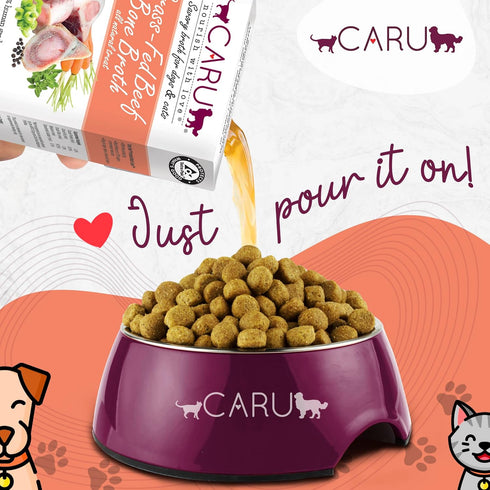 Caru Grass-Fed Beef Bone Broth for Dogs and Cats - 1.1 lbs, Moistens Dry Food or Pour Over Freeze Dried