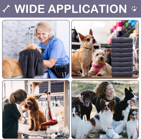 Chumia 8 Pcs Bulk Microfiber Towels for Drying Dogs, Absorbent Pet Bathing Supplies (40 x 24 Inch, Gray)