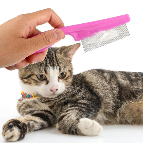 Pet Hair Comb Tear Stain Removal - 2 Pack Multifunctional Grooming Comb Kit, 2 in 1 Dog Combs for Knots and Tangles
