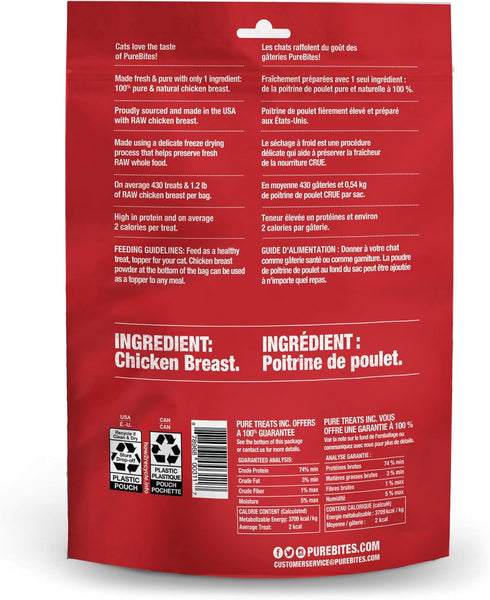 1 5.5oz PureBites Chicken Breast Freeze Dried Cat Treats, Ingredient, Made in USA