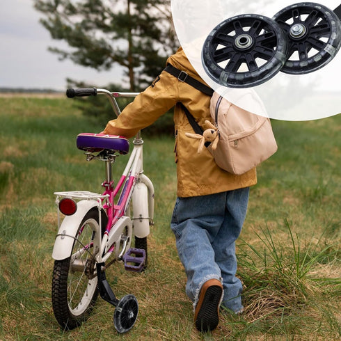 Pair of Bicycle Auxiliary Wheel, Children's Bicycle Accessories for 14", Flash Wheels Training Wheels for Kids Bike
