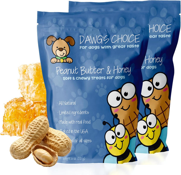 DAWG'S CHOICE Soft & Chewy Dog Treats, Peanut Butter & Honey Snacks