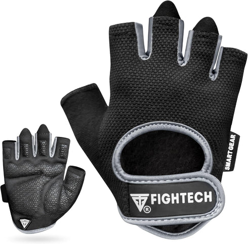 FIGHTECH Workout Gloves for Men and Women, Fingerless Weight Lifting Gloves with Cushioned Palms, Gym Gloves