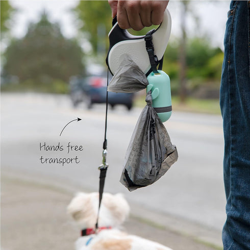 SVD.PET Dog Poop Bag Dispenser, Retractable Waste Bag Holder Fits Any Dog Leash, Leak-proof Bags (Misty Jade)