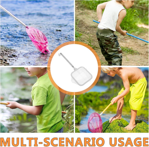 GANAZONO Extendable Fish Tank Fishing Net Stainless Steel Small Shrimp Net Retractable Aquatic Mesh for Freshwater
