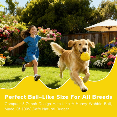 LuciPaw Interactive Dog Toy Ball - Squeaky Treat Dispenser, Pull Handle & Wobble Puzzle, Durable Natural Rubber Chicken