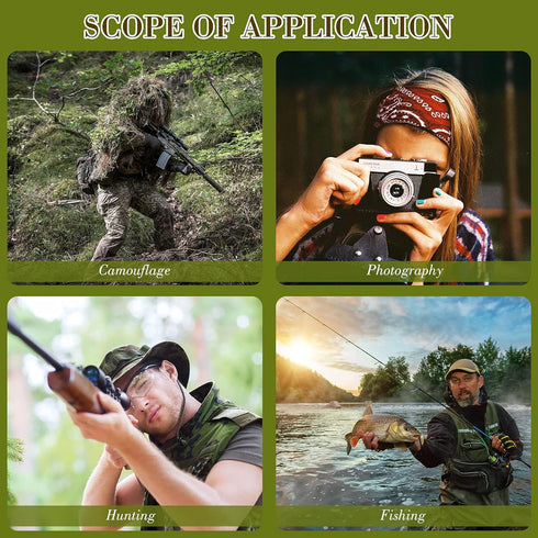 Sintege 3 Pieces Hunting Face Mask, Camouflage Leafy Hat Ghillie Covering for Turkey Hunting Gear