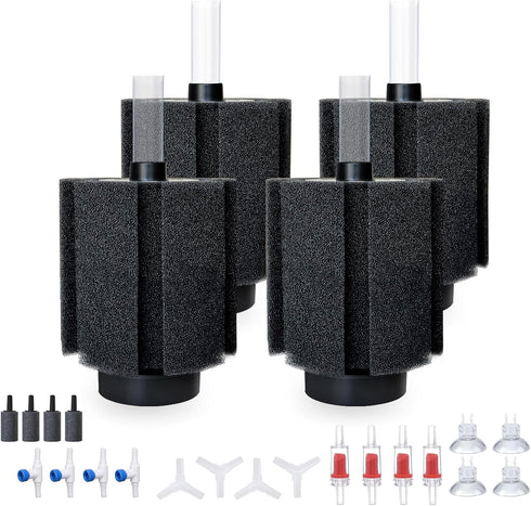 ALEGI 4pcs Large Aquarium Sponge Filter with Suction Cups, Check Valves for