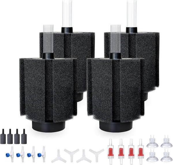 ALEGI 4pcs Large Aquarium Sponge Filter with Suction Cups, Check Valves for