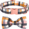 Maca Bates Checkered Dog Collar with Grid Bow Plaid Bowtie, Adjustable Breakaway Collars for Small to XL Dogs