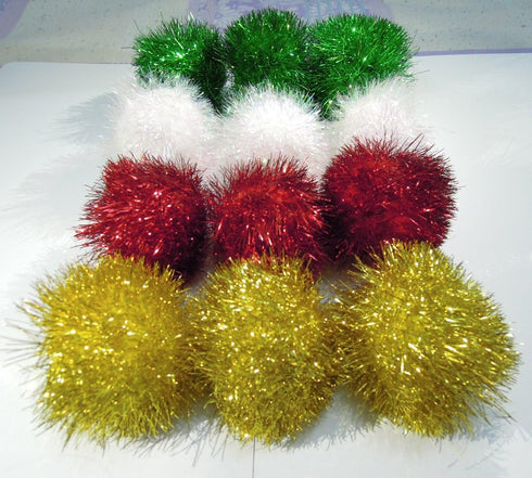 Bushy Sparkle Ball Cat Toy, 24 Pack Interactive Glitter Pom Pom Balls for Kittens