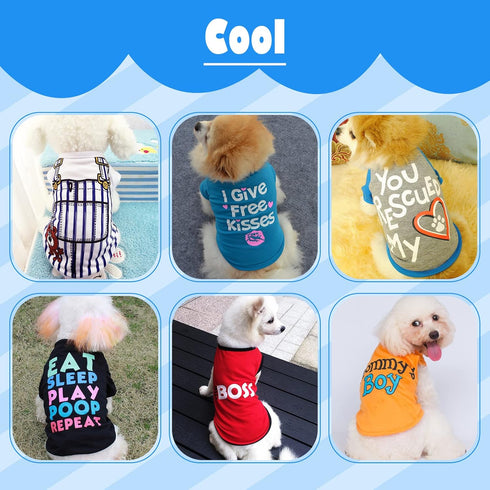 6 Pack Dog Clothes for Small Dogs, Soft and Breathable Puppy Kitten Shirts with Letters, Summer T-Shirts Apparel