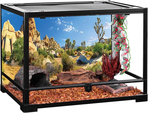 AWERT 48x18 inches Reptile Habitat Background Stone Blue Sky Oasis Cactus Sun and Desert Terrarium Background Polyester Background