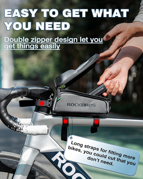 7 ROCKBROS Bike/Bicycle Phone Front Frame Bag, Waterproof, Tube Bag,Cycling Pouch, Bike Accessories for Men Compatible