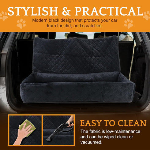 100LBS Dog Car Seat for Large Dogs Under - Pet Booster Back Seat Bed with Safety Tethers & Storage Pocket, Removable