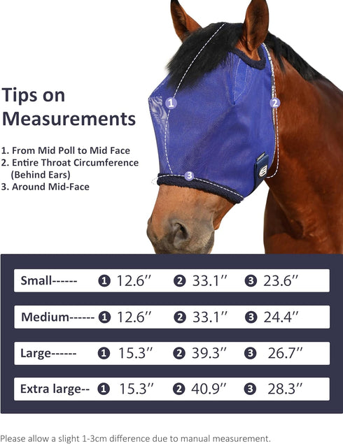 Harrison Howard UV-Blocking Mesh Fly Mask for Horses - Deep Navy, Size L