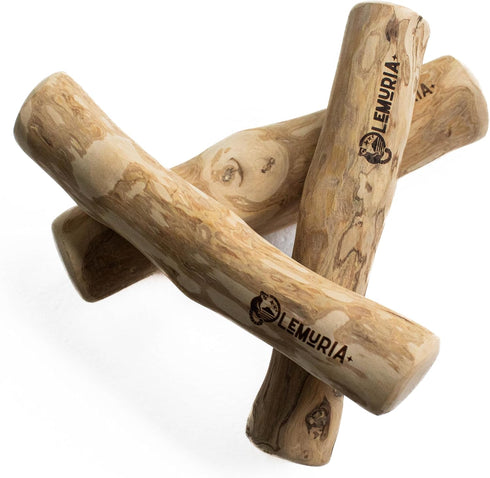 lemuria Set of 3 Coffee Wood Dog Chew Stick Toy - Natural Durable Chews for Large Dogs, Safe Dental Cleaning