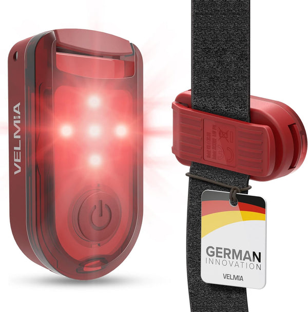 VELMIA Running Lights for Runners (2 Pack) for Maximum Safety and Visibility, Clip-On Strobe Reflective Gear
