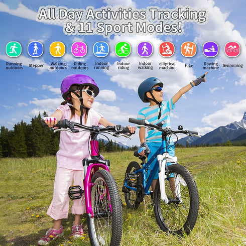 Kids Watch Fitness Tracker, Activity Tracker with Pedometers, Stopwatch, IP68 Waterproof, 11 Sport Modes for Ages 6-16