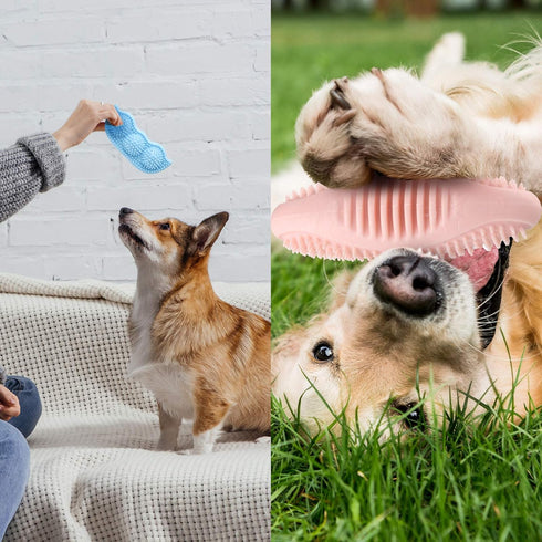 Skylety 6 Pieces Puppy Teething Chew Rings Toys - Rubber Bone-shaped Puppy Teething Toy for 2-8 Months