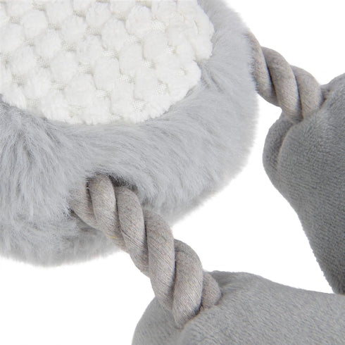 goDog Multi Tugs Rabbit Dog Toy, Plush & Rope with Chew Guard Technology - Small, Gray