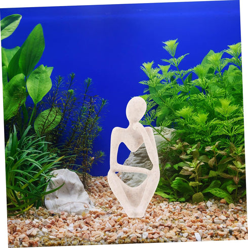 Aquarium Decorations Shelf Decor - Elegant Thinker Statue Abstract Figure for Fish Tank Set