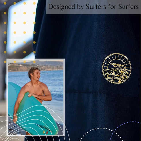 Long Beach Surf Company Long Beach SURF CO Surf Poncho | Wetsuit Changing Towel Hoodie with Pocket | Quick Dry Hooded