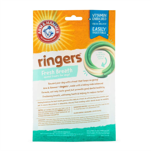 Arm & Hammer for Pets Ringers Dental Treats for Dogs, Fresh Mint Flavor, 5 Count Dental Chews