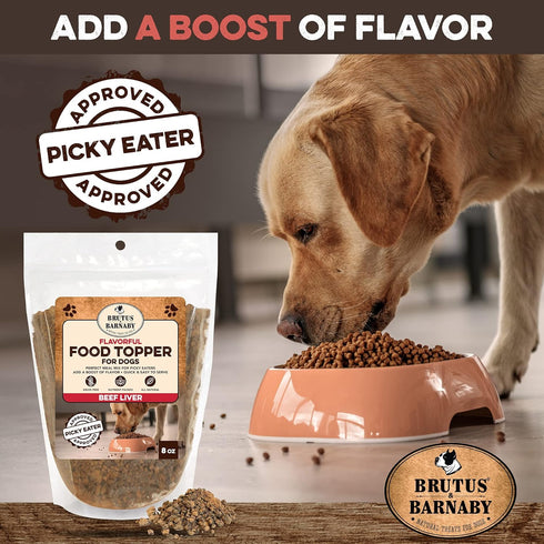 BRUTUS & BARNABY Dog Food Topper - Beef Liver, Flavor Packed Mix to Enhance Your Dog's Meal for Picky Eaters.